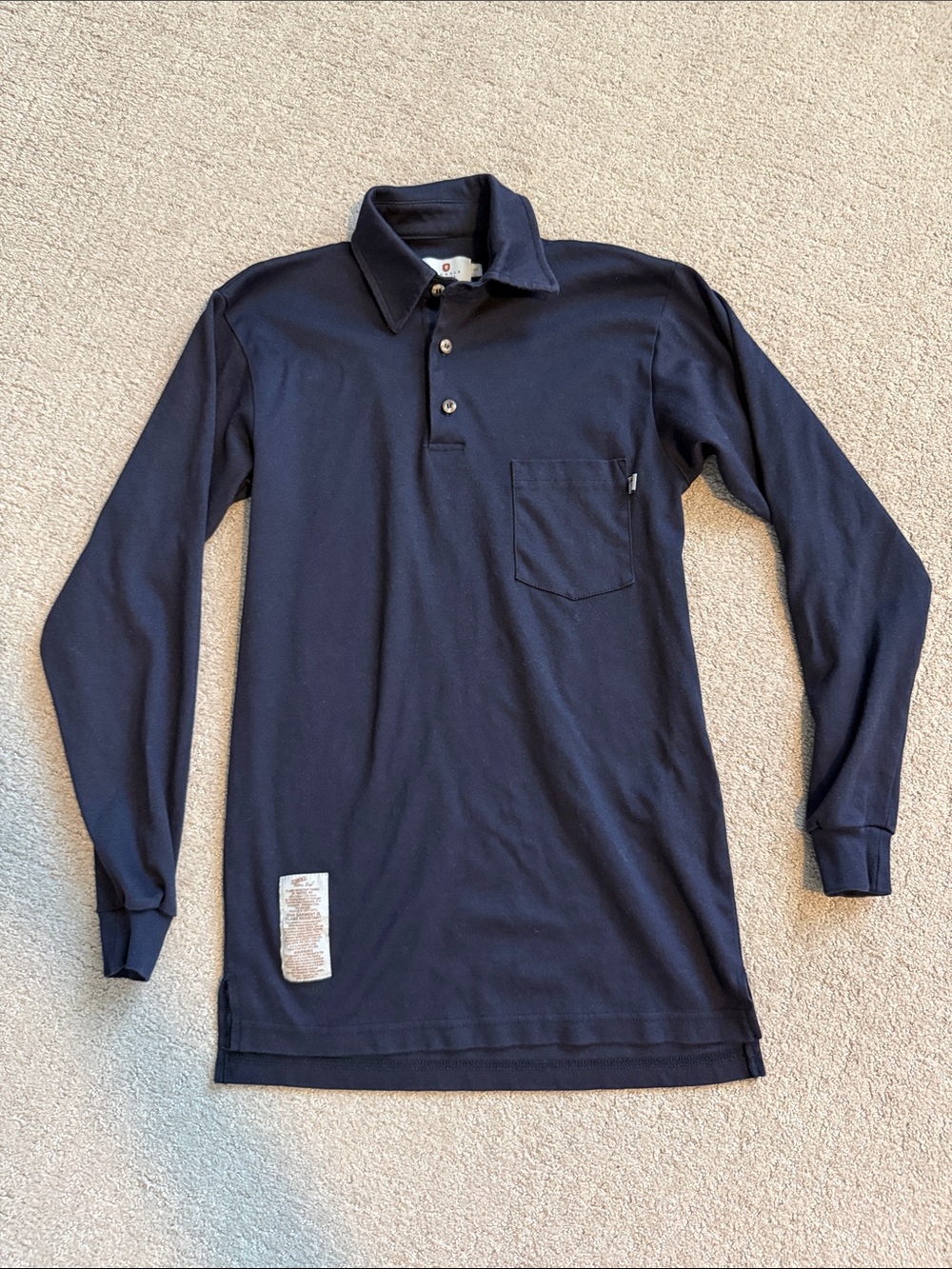 Tyndale Heavyweight FR Fire Resistant Long Sleeve Navy Blue Polo - Small